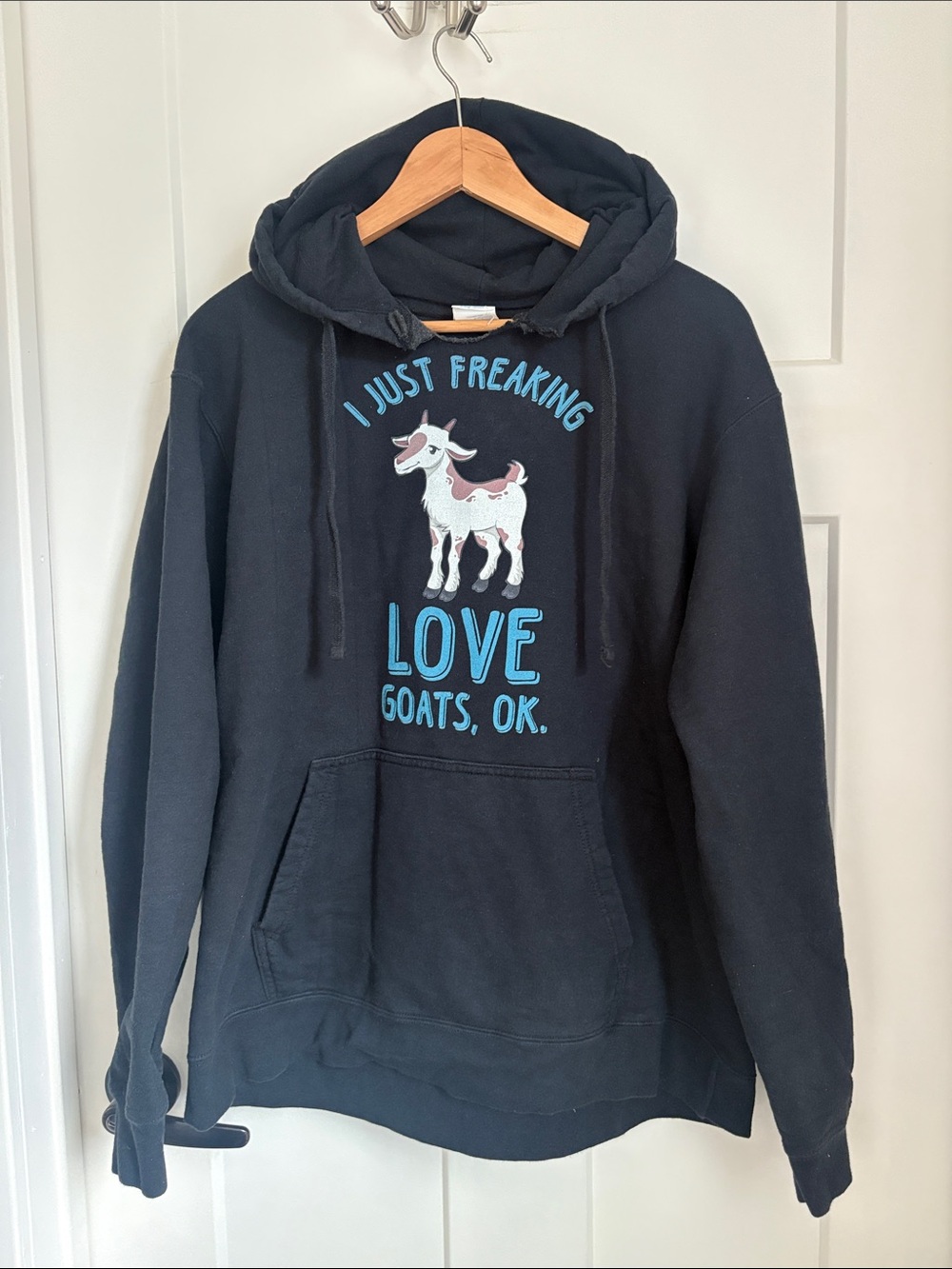 I Just Freaking Love Goats black Hoodie - Casual Pet Lover Sweatshirt